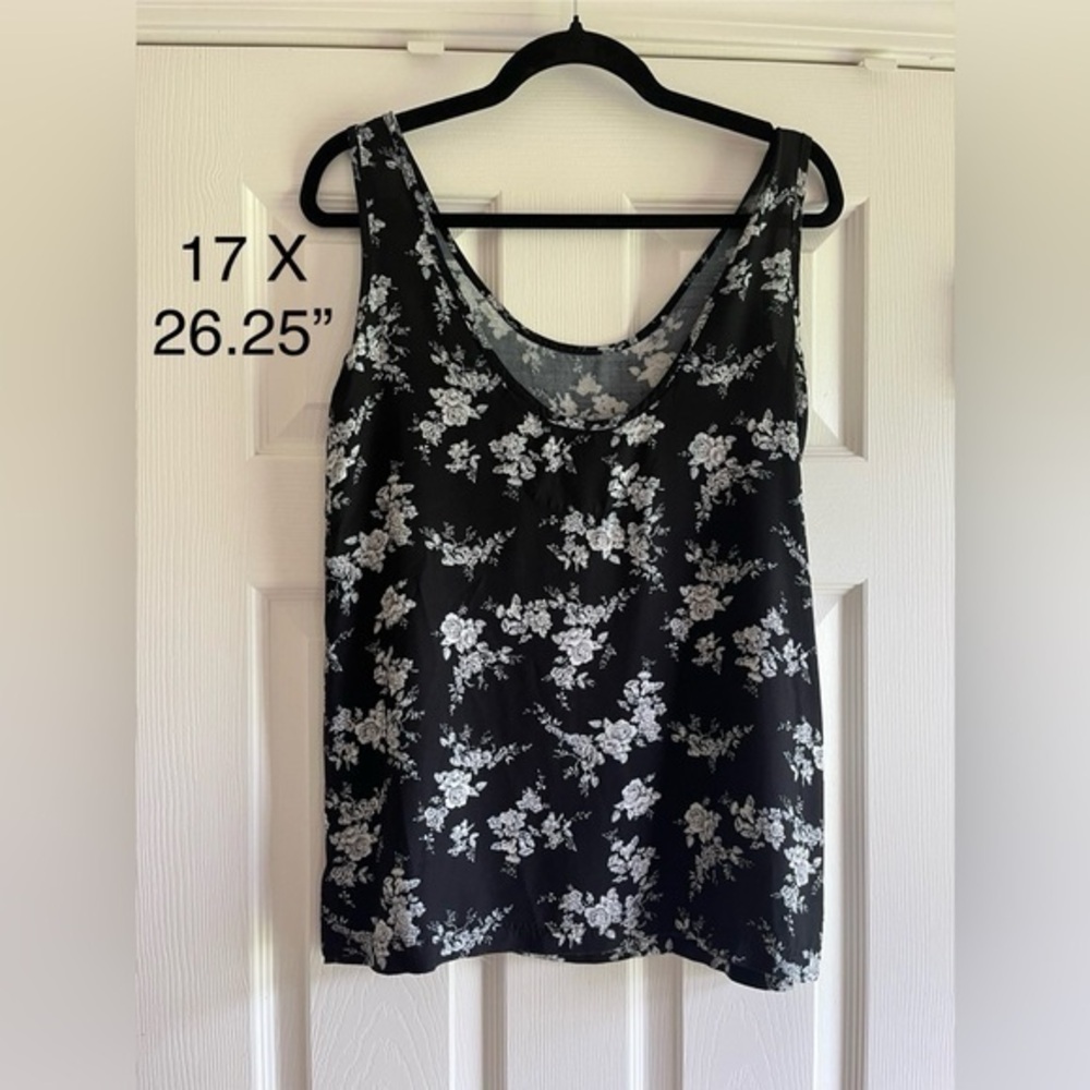 5/$45 Vintage 90s Esprit Black and White Floral Sleeveless Summer Tank Top 4